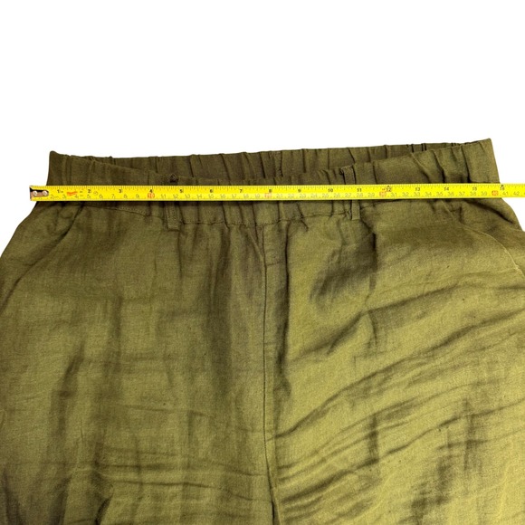 Quince 100% European Linen Pants 25" Martini Olive Pull On Tapered Ankle Medium - Picture 10 of 12